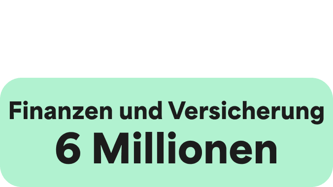 A Green icon showcasing a large Green circle and two smaller ones on the right hand side. The words Money and Insurance
6 Million are written in the centre.