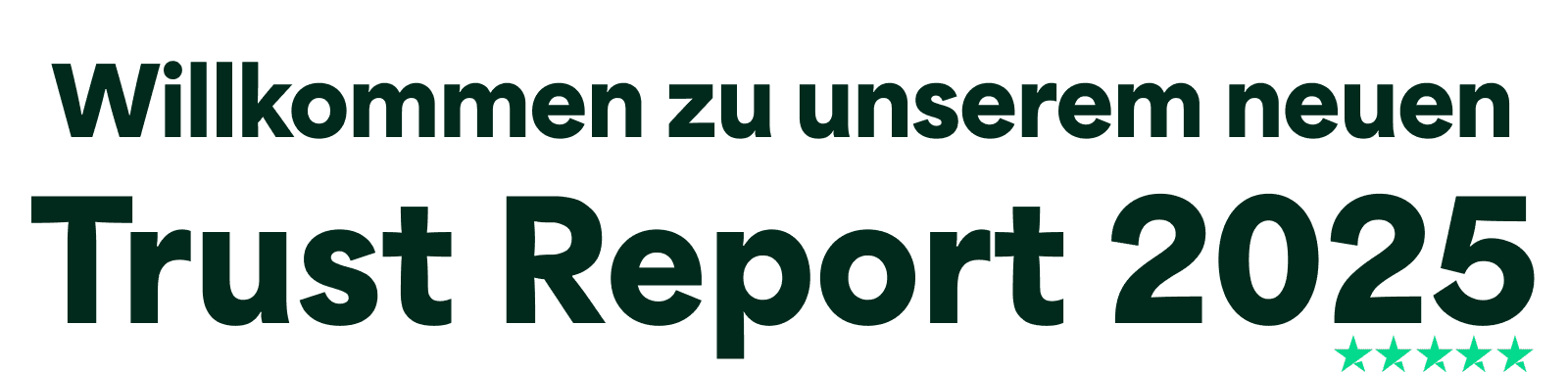 An image with the words Welcome to our new Trust Report 2025 which features 5 Trustpilot stars below 2025